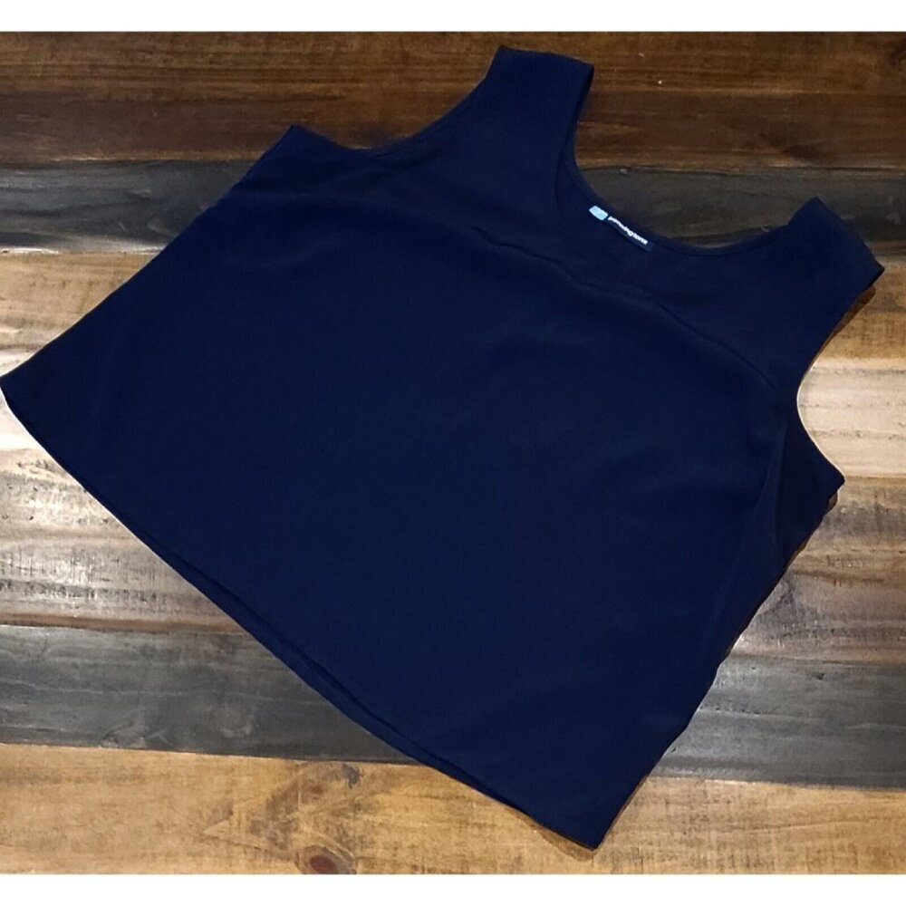 Penningtons Wide Strap Tank Top Lightweight Polyester Midnight Blue Size 2XL